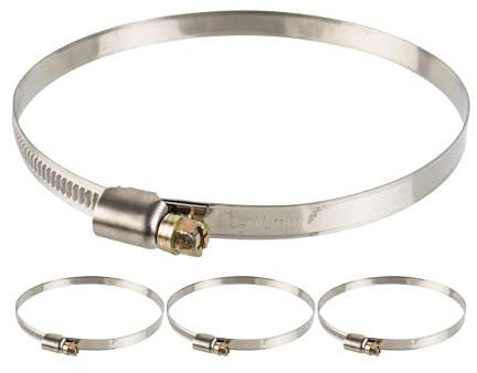 Schlauchschellen mit Schneckenantrieb, 4 Stück, Spannbereich Ø 90-110 mm, für 4 Schläuche, W2 Edelstahl, Kreuzschlitz SW7, 9 mm Bandbreite, Fixierung von Wasserschlauch und Rohrstück Anschlüssen