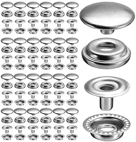 25 Sets 15mm Rostfreier Stahl Metall Druckknöpfe Kleidung Snaps Druckknopf Set, Metall Druckknöpfe für Leder Handwerk Jacke Brieftasche Handtasche (Silber)