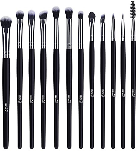 MSQ 12 Stück Augen Make-up Pinsel Set Lidschatten Pinselset Augenpinsel Set | Augenbrauen Pinsel Set Zum Puder Highlighter Concealer Lidschattenpinsel