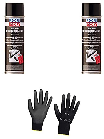Iloda 2xOriginal Liqui Moly 500ml Wachs-Unterbodenschutz anthrazit/schwarz 6100 Schutzhandschuhe