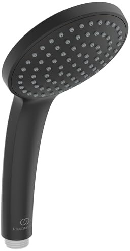 Ideal Standard – Idealrain 1-Funktionshandbrause, mit Durchflussbegrenzer auf 8 l/min, Durchmesser: 100mm, Silk Black