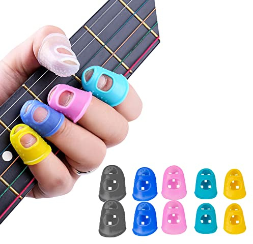 10 Pezzi Protezione per Dita Antiscivolo, Protezioni per Dita in Silicone, Protezioni per Dita in Silicone per Chitarra, Copertura Protettiva per Dita per Pratica Dello Strumento Musicale
