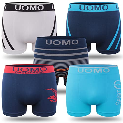 L&K Pack de 5 Calzoncillos Bóxer para Hombre Ropa Interior Pantalones Cortos Retro de Microfibra Patrón Mixto Multicolor 1202-UN L/XL