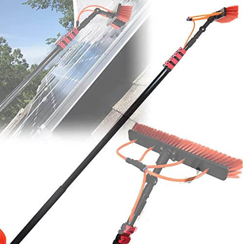 YEITH Asta di Pulizia per Vetri A Scomparsa, Wash Spazzolone Kit Spazzola Vetri, Spazzolone per Fotovoltaico, Spruzzo d'Acqua Spazzola per la Pulizia del Vetro,9m/30FT