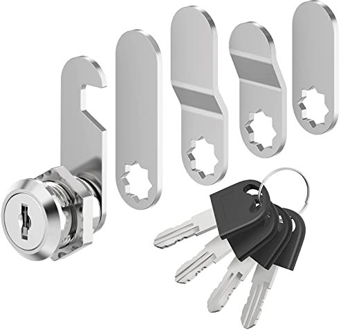 VOCIBO® Briefkastenschloss 4 Schlüssel, Kommt mit 5 Verschiedene Schlossplatten, Briefkastenschloss 16mm, Spindschloss, Durchmesser 18mm Drawer Lock, Hebelschloss für Briefkästen, Schranktüren