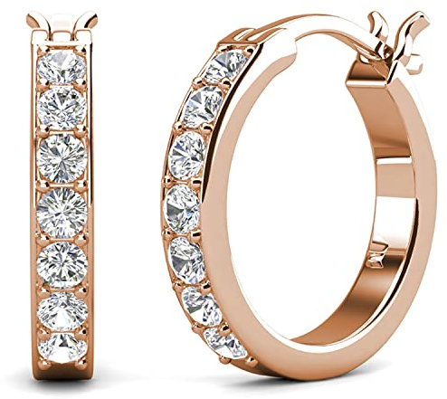 Hoop Loop Earrings for Women18K White Gold with Sparkling Element Crystal with Jewellery Box for Women Wife Mother Daughter