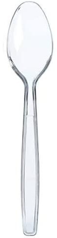Heavy Duty Clear Reusable Spoons, Washable Clear Spoons, for Indoor and Outdoor Parties - Pack of 80 Branded Crystal Transparent