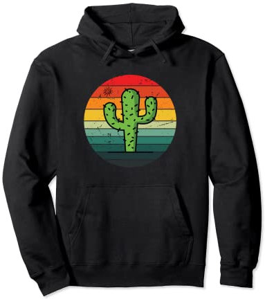 Retro Cactus Sunset Saguaro Opuntia succulent Cactacea Lover Pullover Hoodie