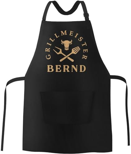SpecialMe® Grill-Schürze mit Namen Grillmeister personalisierte Geschenke für Männer Motiv Stierkopf schwarz Unisize