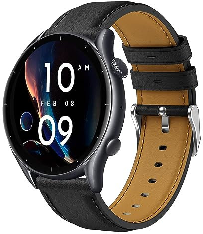 Kompatibel mit Amazfit GTR 3 Armband, 22mm Leder Armband für Amazfit GTR 3 Pro, GTR 4, GTR 2, GTR 2e, GTR 47mm, Amazfit Stratos/Stratos 2/Stratos 3, Amazfit Pace, Amazfit Balance, Amazfit Bip 5, Bip 6