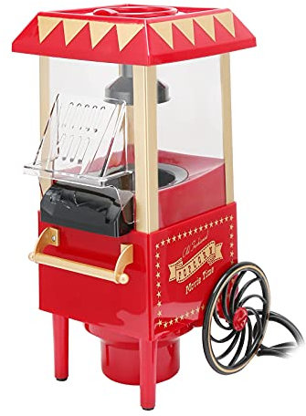 Bewinner Macinatore per popcorn vecchio stile mini zucchero filato, aggeggi rossi fatti in casa per home party cinema (spina UE 220 V)