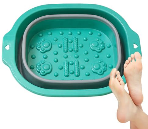 Zusammenklappbare Fußwanne | 10 l Fußbecken zusammenklappbar mit Massagepunkten | tragbarer Fußtränker Wäscheeimer Füße Wanne für Camping Autos Schlafsäle Rockia