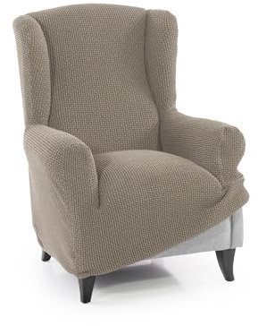 FAVERTI® Super elastischer Sesselbezug für Ohrensessel, 1-Sitzer, 70 bis 100 cm, Modell Novele, Leinen, hochwertiger Schutz aus Jacquardgewebe, Baumwollgefühl, Ohrensesselschutz