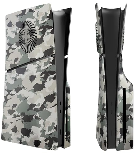 Coque de rechange pour PS5 Slim Disc Edition, plaques de rechange personnalisées en peau de camouflage, coque latérale en ABS pour PS5-Slim Version disque de console (avec aérations de