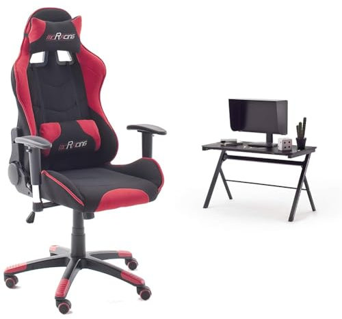 Robas Lund MC Racing Gamingstuhl 1 Rot Schwarz mit MC Racing Gaming Desk Basic 4