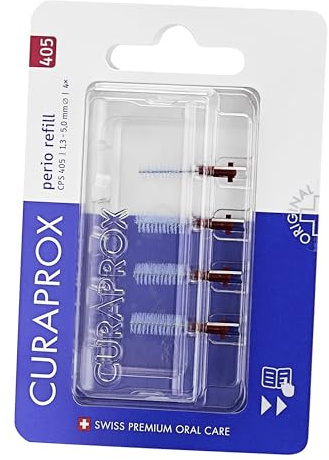 Curaprox CPS 405 Perio Ersatz, 4er-Pack, Pink, Swiss Design | Interdentalbürsten-Ersatz – Für Mittelgroße Lücken & Sensibles Zahnfleisch, Ultrafeine Borsten