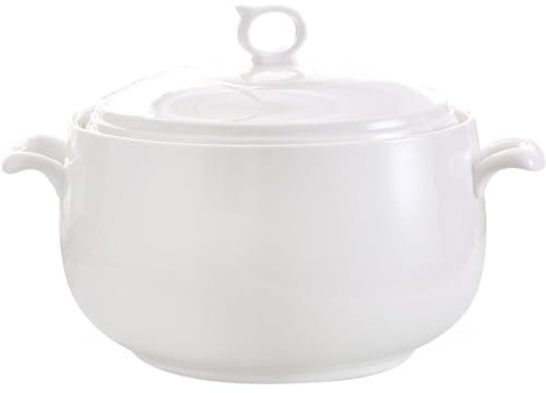 ZGFOZJGC Sopera Redonda De Porcelana Blanca con Tapa Y Asa Sopera De Cerámica Sopera Cubierta De Doble Oreja para Restaurante Decoración De Cocina Casera