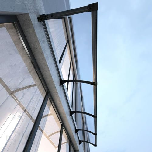 Vordach Für Haustür mit Regenrinne Fenstermarkise Markisen Wallbox Überdachung Polycarbonat Haustürvordach Terrassenüberdachung Regenfest Und UV Schutz (80×540cm)