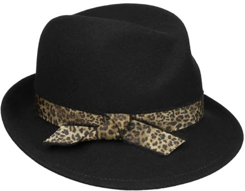 Mayser Laveca Trilby Wollhut Damenhut Trilbyhut Wollfilzhut Wolltrilby Damen - Made in The EU mit Ripsband Winter Herbst-Winter - One Size schwarz