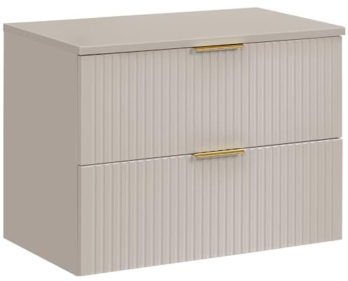 Lomadox Badezimmer Waschtischunterschrank 80cm, in Kaschmir, mit 2 Softclose-Schubladen