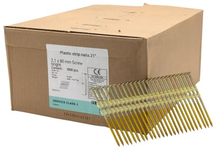 UnitSteel 21° Rundkopf Streifennägel - 3,1X80mm, 3.000 stück, verzinkt