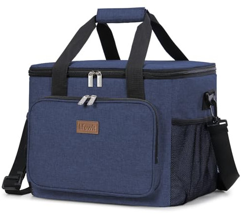 Lifewit 24L Kühltasche klein unterwegs, Isolierte Cooler Bag Lunchtasche faltbar für Herren und Damen, wasserdichte Thermotasche Umhänge für Essen, Bier, Medikamente, Arbeit, Strand, Reise, Dunkelblau