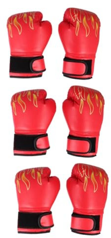 VANZACK 3stücke Junge Mädchen Pu Boxhandschuhe Mit Flammenmuster Boxhandschuhe Für Taekwondo Kickboxen Und Kampfsport Atmungsaktiv Mit Verstellbarem Zufällige Farben