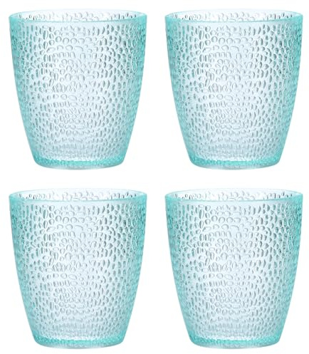 sourcing map 7oz Acrylic Drinking Glasses, 4Pcs Plastic Reusable Tumblers Drinkware Unbreakable Water Glasses Cups Stackable & Dishwasher Safe for Home Outdoors Restaurant, Light Blue