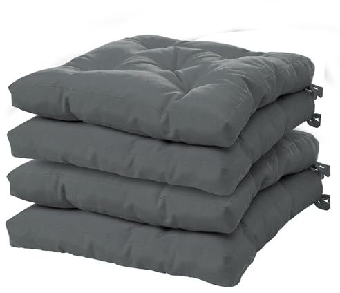 Viste tu hogar Pack 4 Cojines para Silla, 40x40x5 CM, Efecto Tridimensional, Relleno de 100% Poliéster, Ideal para Comedor, Terraza, Salón y Restaurante, Color Gris Oscuro, Fabricado en España
