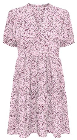 Onlnova Life Vis S/S Thea Dress AOP, Fucsia Fedora, M