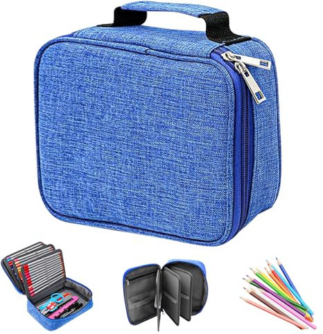 WIYETY Federmäppchen Große: 22X16.5X6.8 cm 72 Löcher Langlebig Federtaschen mit Innentasche für Kleine Gadgets, Federtasche Federmappe etui Abnehmbar Gefüllte, mit Reißverschluss,für Mädchen,Jungen