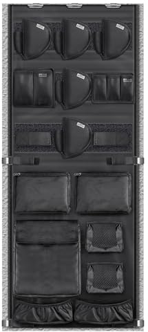 NEXT STATION Gun Safe Door Organizer,Gun Safe Door Panel Organizer with Pistol Holders Magazine Pouch,Adjustable Width Fit Back Panel 18.5 to 23 inches,Gun Safe Accessories Storage (18W*46.5H inch)