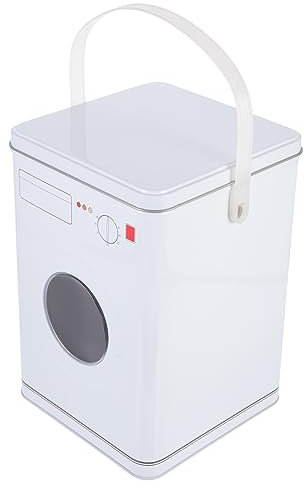 Cabilock Laundry Machine Shape Storage Box with Handle Large Capacity Iron Desktop Storage Organizer White for Home and Office Use