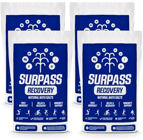 SURPASS - Sale da Bagno per il Recupero Muscolare per Gli Atleti - Bagno Rilassante in Salamoia - Bagno Antidolorifico - 100% Sale del Miocene, Senza Profumo, Ricco di Minerali - 4kg