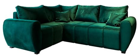 Masseno Ecksofa Madison L L-S mit Schlaffunktion L-Form, Sofa mit Bettkasten, Wohnzimmersofa, Couch, Soffa, Bettsofa, Couchgarnitur- Grün, Kronos 19