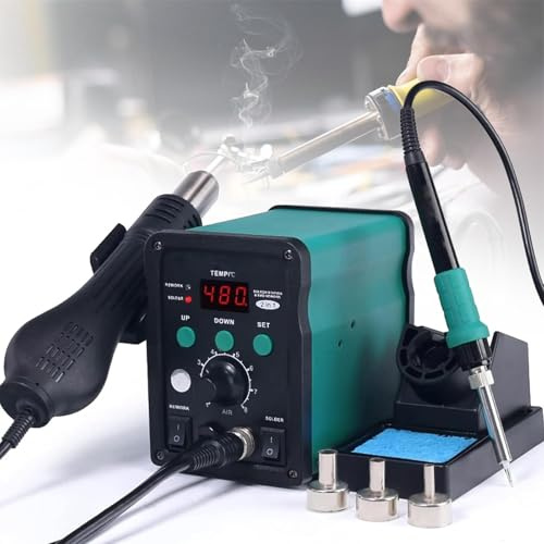 Station de reprise d'air chaud 750 W pour soudage et dessoudage CMS avec température réglable, conversion air froid/air chaud, correction numérique de la température