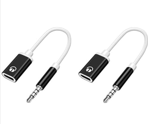 Rosojodg 2 adattatori jack per cuffie neri, cavo audio da 3,5 mm maschio a femmina tipo C, da USB C a Aux Audio, adattatore da USB a Aux, compatibile con lettori MP3, adattatori per cuffie, computer