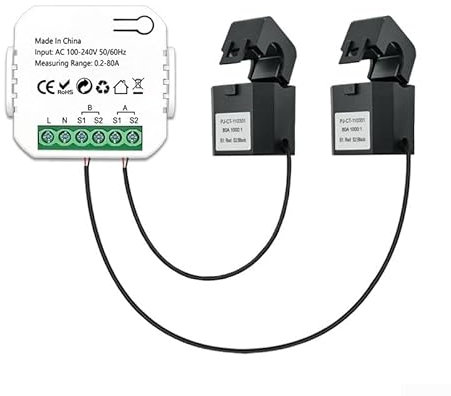 HOHOVYVY Für Tuya WLAN Energiemessgerät 2-Wege Bidirektional 1/2 Kanal Mit Stromzange App-Überwachung 80A(2 Way)
