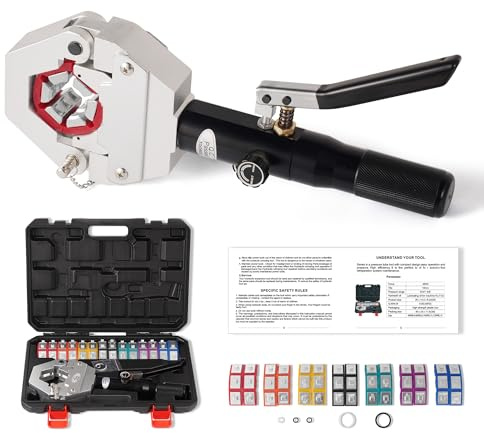TOORGO Kydra-Krimp 71500 - Crimpatrice manuale per tubi CA idraulica, con 7 matrici, pinza crimpatrice manuale per aria condizionata e raccordi BH, Kydra-Krimp 71500, nero