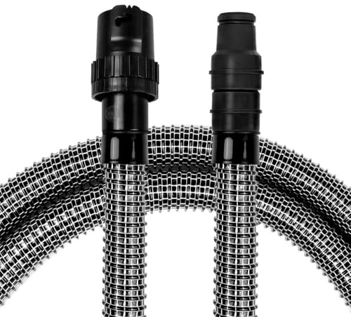 PRIMEBAG Gewebeschlauch 4m Schwarz passend für Einhell TC-VC 1820 | 1825 1930 SA BT-VC 1450 4, Schlauch Stahlfeder Fadenverstärkt Meter, mit, extrem flexibel und robust