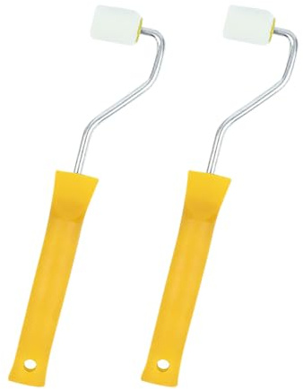 GSHLLO 2 st 1 tum liten skummålning rulle plasthandtag färg roller trim hörn kant färg borste hus möbler målning rullar