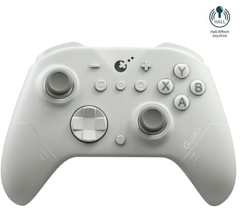 AKNES GuliKit ES Manette de jeu Sans Fil pour Switch 1/2, Windows/Android/Mac/Steam Deck avec 3.25ms de Latence Faible, Joysticks Hall, Réveil Switch 1/2, D-Pad à Interrupteur Tactile (Gris)