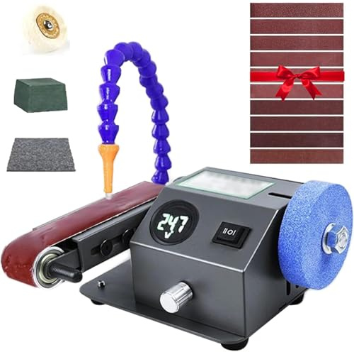 Electric Knife Sharpener with Polishing Blade, Multi-Function Sand-Belt Machine for Scissors and Tools, Adjustable Dry & Wet Sander Grinder