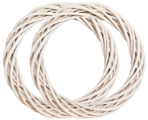 Gcroet 2Pcs Grapevine Wreath, 8 Inch White Wreath Form Grapevine Garland Rattan Base Form for Front Door Wall Window Christmas Decorations.