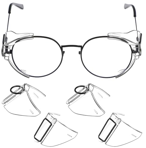 KOMBIUDA 2 Pairs Soft Plastic Glasses Side Shields Protector for Enhanced Eye Safety Splash Debris Guard Easy to Install Comfortable Side Shield Flaps for Eyeglasses