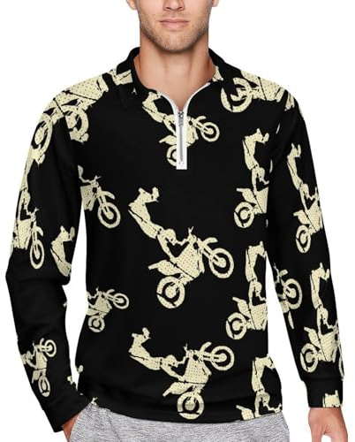 Motorbike Got Dirt Bike Men's Polo Shirts Long Sleeve Golf T-Shirts Casual Collared Tee Multicolor
