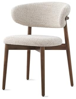 Silla de comedor moderna de nogal, sillón ergonómico con respaldo curvado, tapizado de tela ajustable, patas antideslizantes, perfecto para cocina, sala de estar y oficina