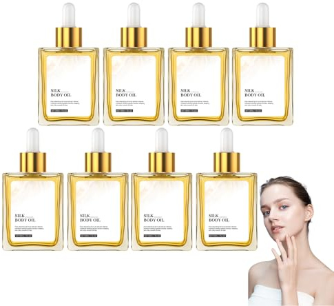 Aceite corporal de seda para mujer - perfume de aceite corporal sedoso, suero hidratante para ducha y baño para mujer, Piel grasa de seda ligero, crema hidratante con aroma de lujo (8 Cajas)