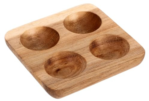 AMUSLESUR Portauova in Legno 4 Scomparti per Frigorifero e Tavolo da Lavoro, Vassoio Resistente per Conservare Uova Fresche, per Cucina e Magazzinaggio