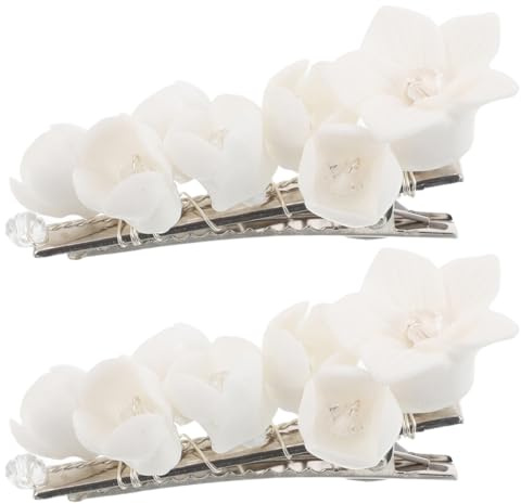 Beaupretty Pinzas Pelo Flores de Jazmín, Set 2 Unidades, Clip Lateral para Flequillo y Cabello Suelto, Accesorios para Peinar el Cabello, Ideales para Sesiones de Fotos y Bodas